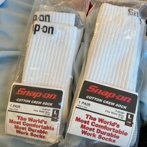 Snap on white socks. Large. Brand new in a bag. Two pairs